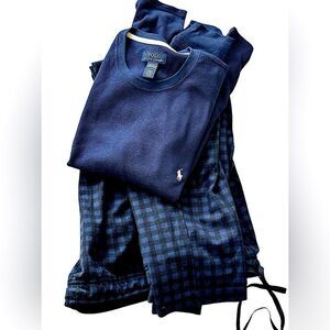 Ralph Lauren Polo men’s navy black pj’s waffle top Medium NWOT